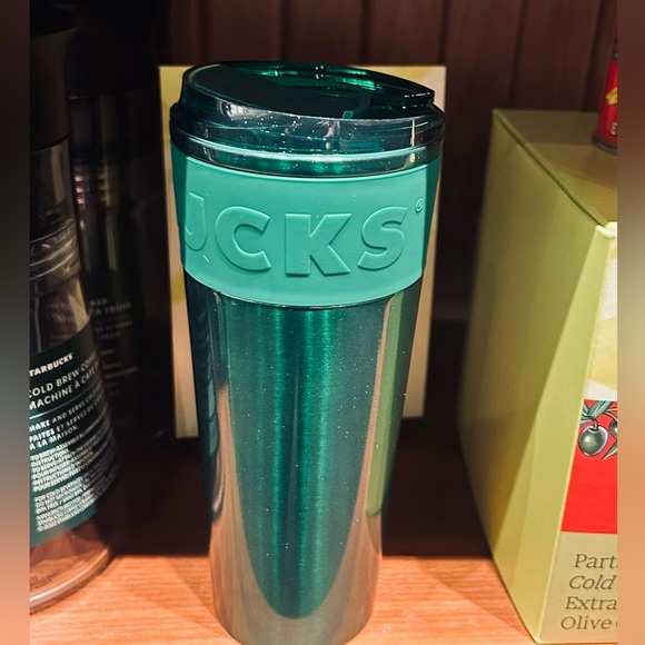 Starbucks Green Cold Brew Cup Glitter Stainless Steel Rubber Grip Tumbler 2024 - Picture 15 of 15